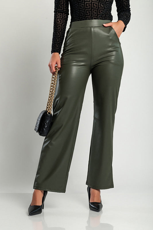 Olive Luxe Faux Leather Trousers