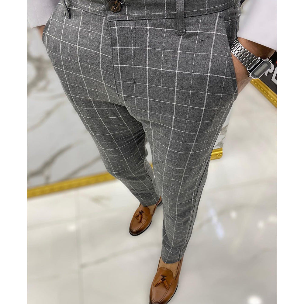 Men's Fashion Plaid Business Casual Pants