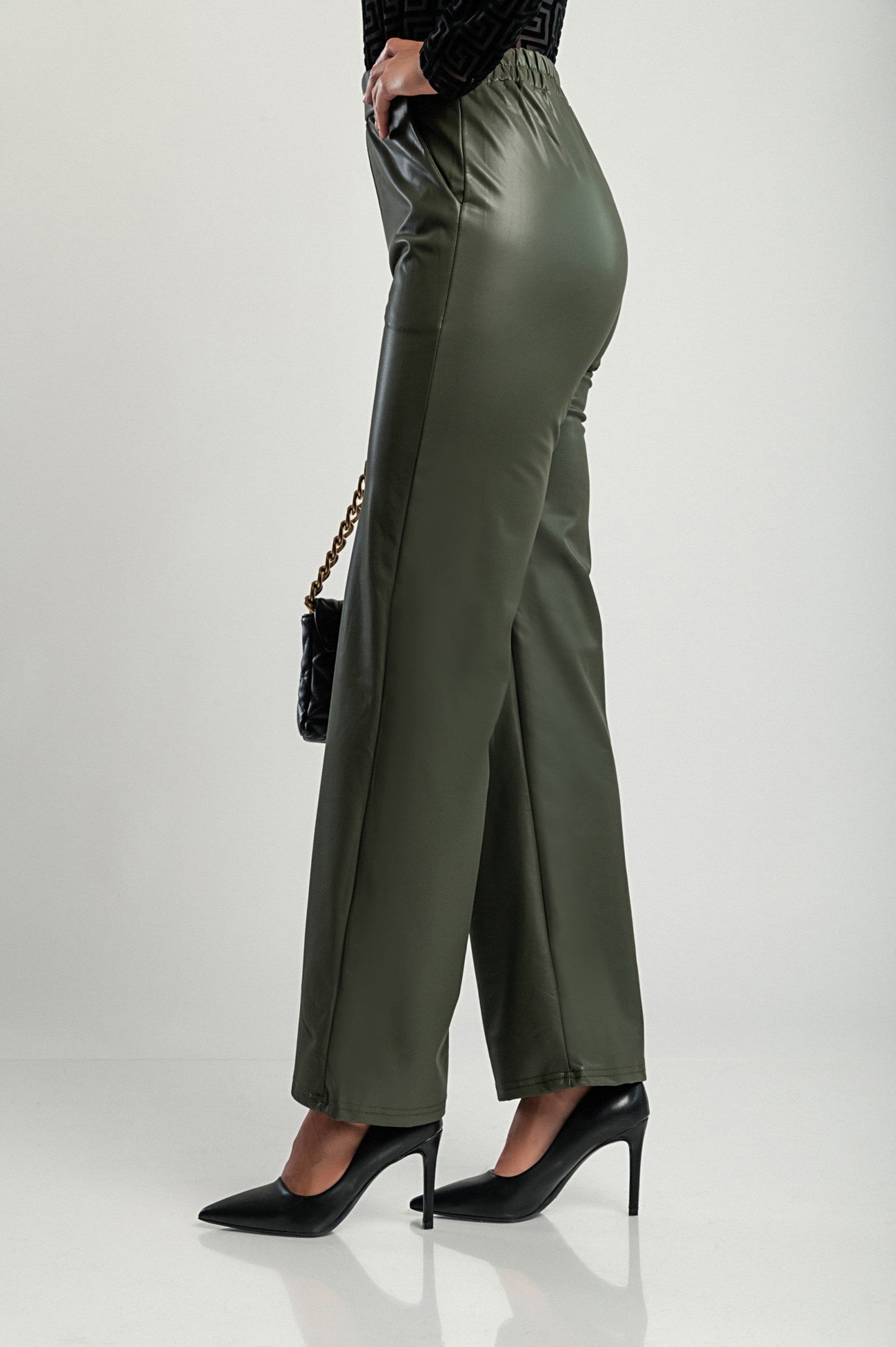 Olive Luxe Faux Leather Trousers