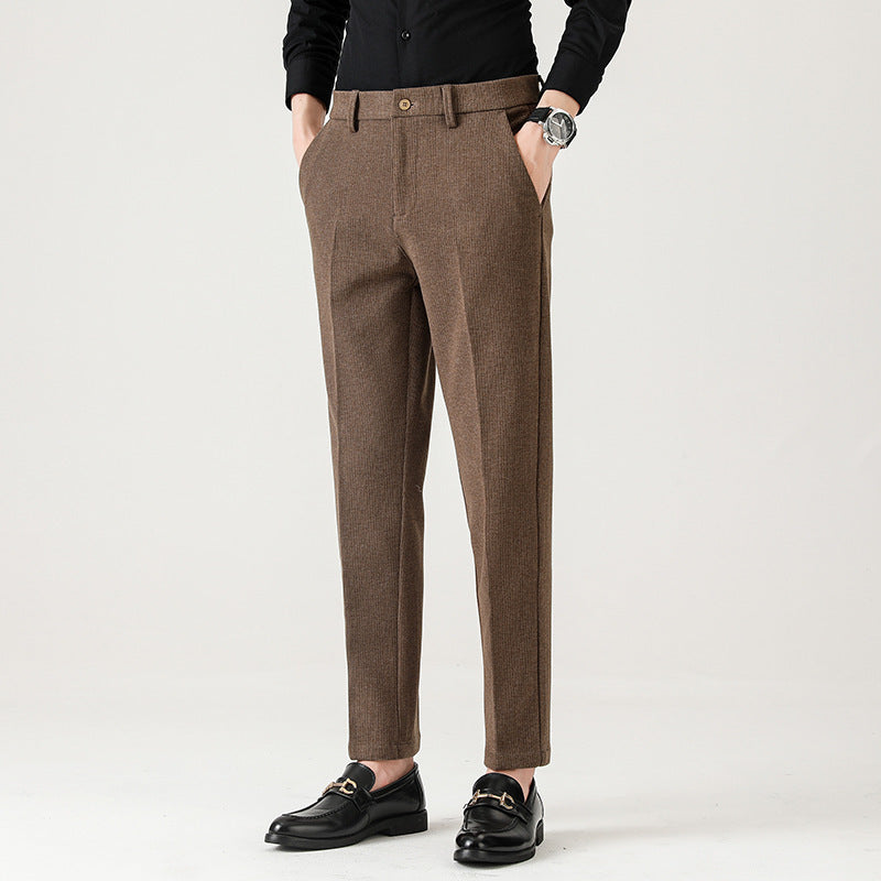 Woolen Men's Casual Pants Stretch Small Suit Pants