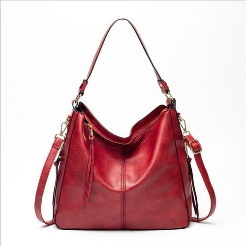 Large vegan leather hobo handbag with detachable long strap