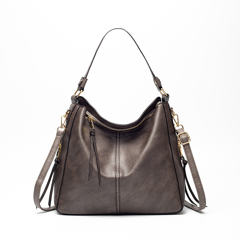 Large vegan leather hobo handbag with detachable long strap