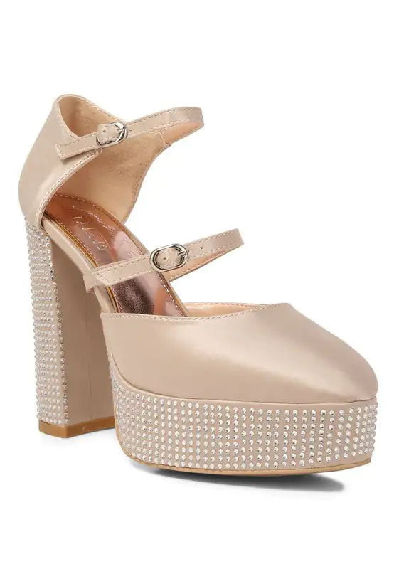 Rhinestones Embellished Platform Sandals