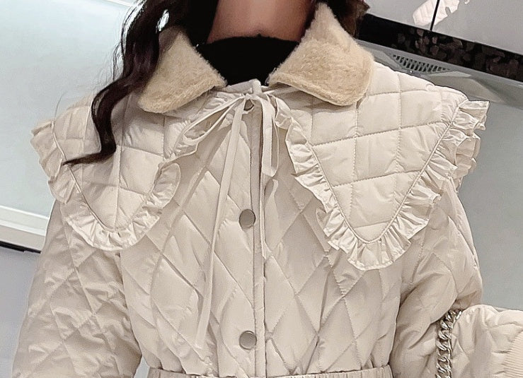 Large Lapel Warm Padded Jacket With Fleece