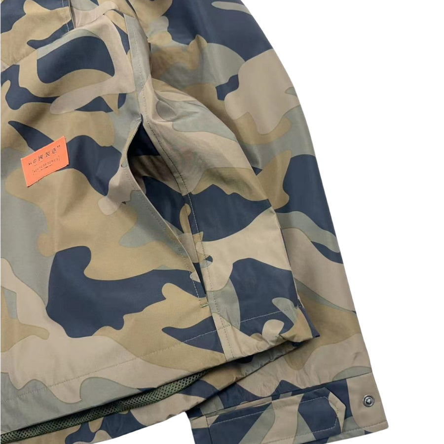 Retro Camouflage Hooded Pullover Print Casual Jacket