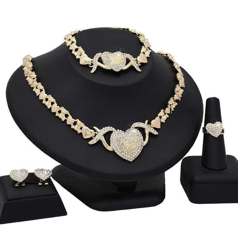 18K Gold Heart-shaped Jewelry Suit