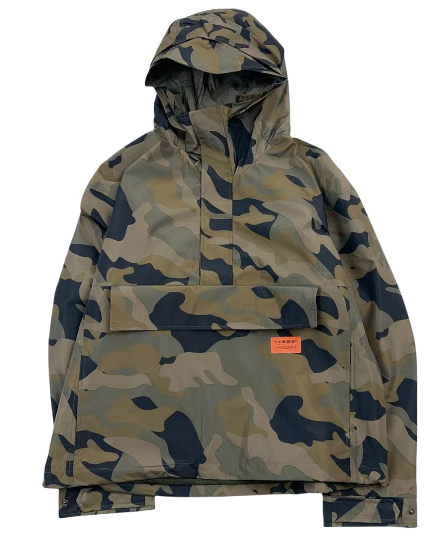 Retro Camouflage Hooded Pullover Print Casual Jacket