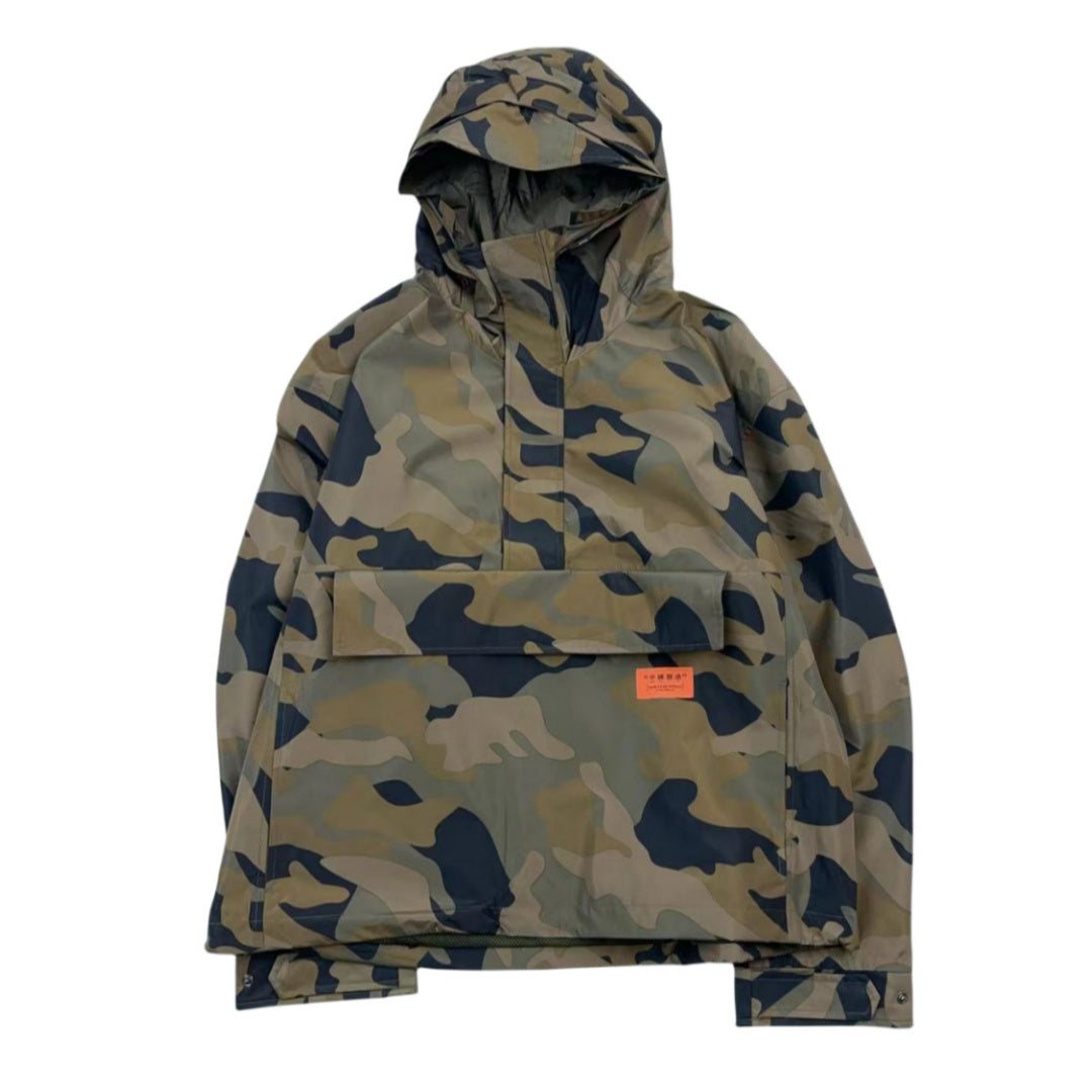 Retro Camouflage Hooded Pullover Print Casual Jacket