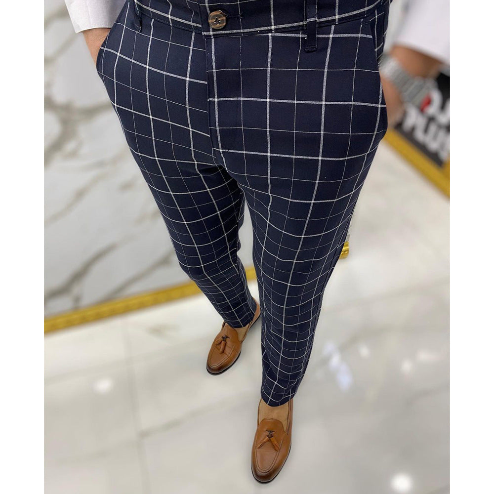 Men's Fashion Plaid Business Casual Pants