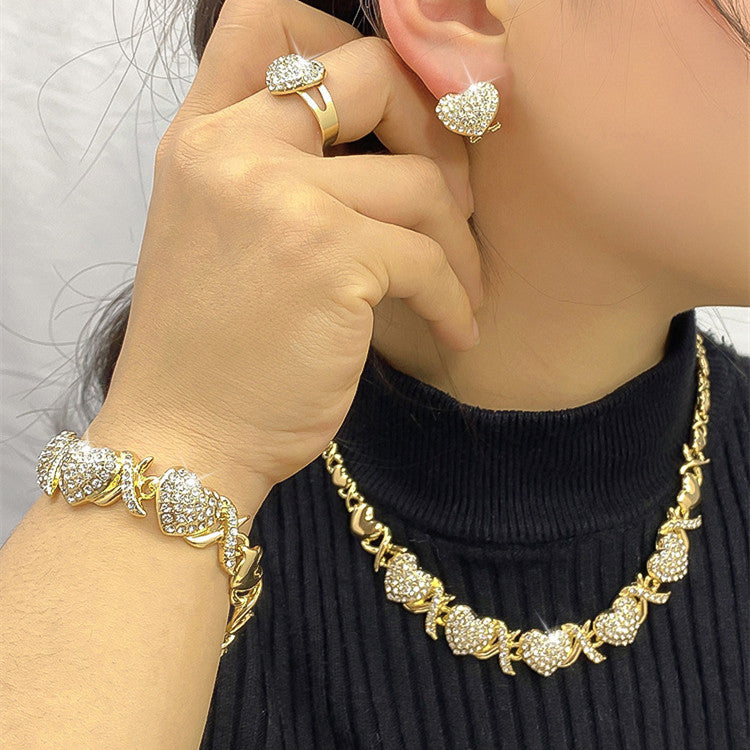 18K Gold Heart-shaped Jewelry Suit