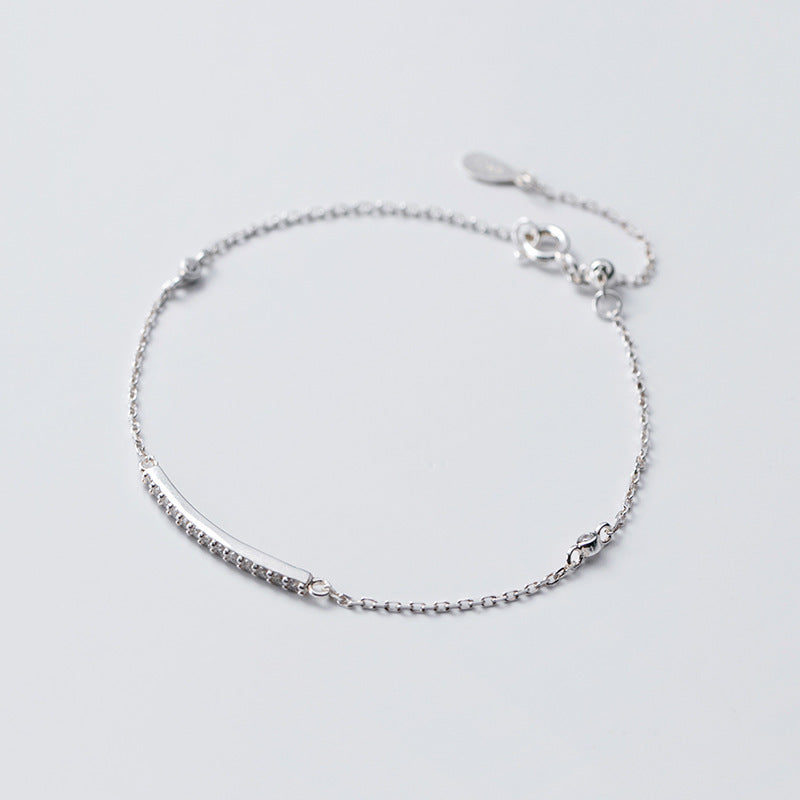 Silver Bracelet Women Elegant Curved Gang Drill